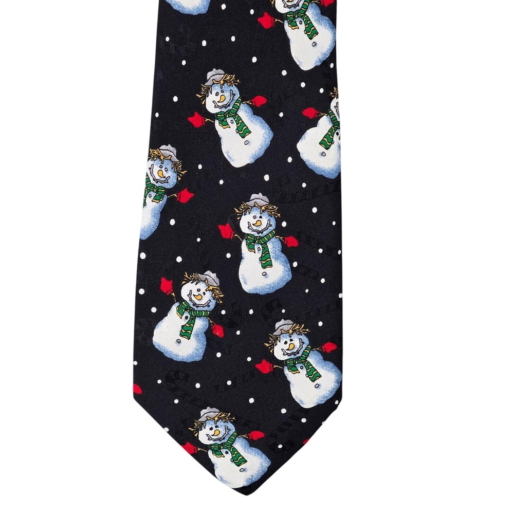Hallmark Mens Vintage Snowman Holiday Novelty Silk Blend Necktie Festive Xmas